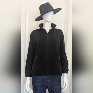 Eddie Bauer Black Quarter-Zip Fleece Pullover Xs Fiting Like Small
